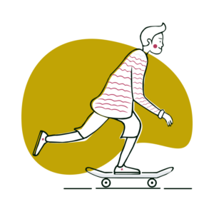 illustration of person on skateboard