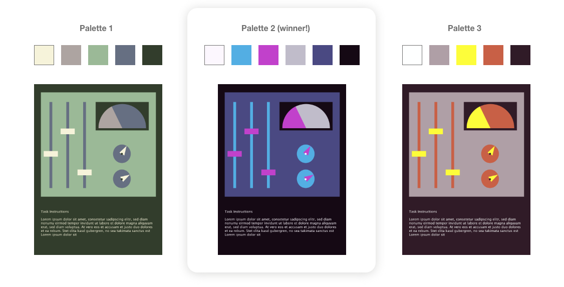 three color palettes